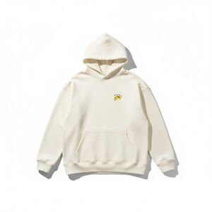 Cream cotton Hoodie with lemons stamp Detail oversized unisex